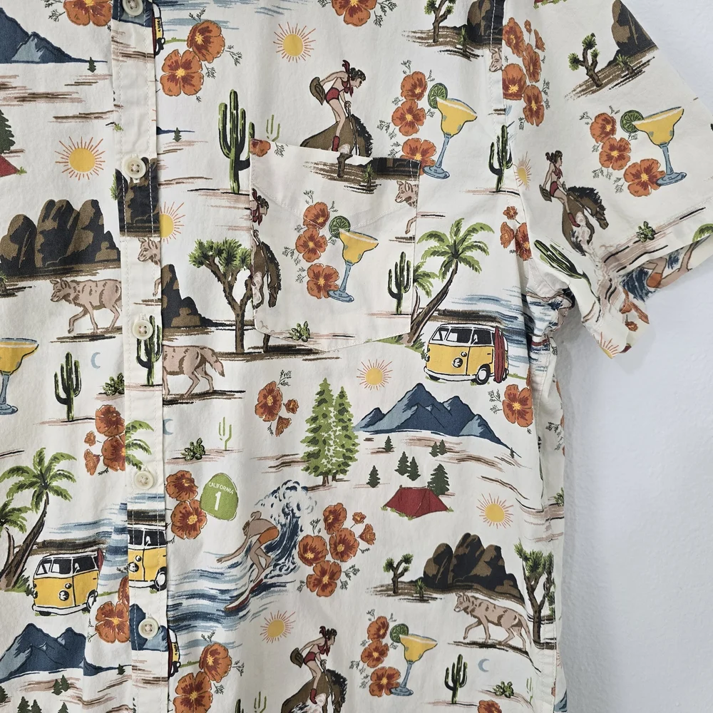 Lucky Brand Western Vacation Print Button Front Shirt Men's XL - Picture 3 of 5